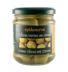 ECO/BIO Masline veri umplute cu lamaie, 190g/110gr