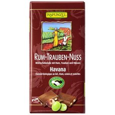 Ciocolata bio cu stafide alune si rom - 100 g