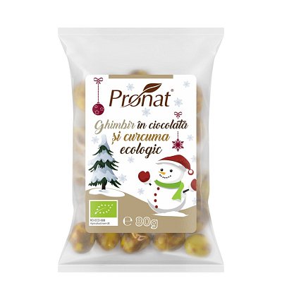 GHIMBIR GLAZURAT IN CIOCOLATA ALBA CU TURMERIC/CURCUMA, BIO, 80G