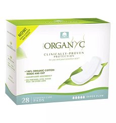 BIO Absorbante din bumbac organic pt flux menstrual abundent, 4*7 buc