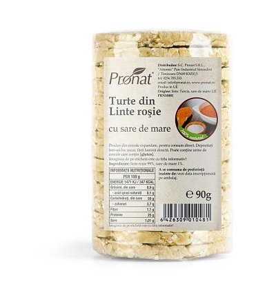 Turte din linte rosie cu sare de mare, 90 g
