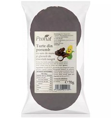 Turte din porumb cu sare de mare si glazura de ciocolata neagra, 70g