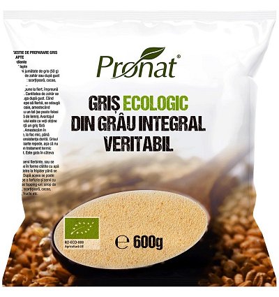 Gris Bio din grau integral veritabil, 600g