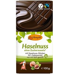 Ciocolata neagra cu alune fara adaos de zahar 55% cacao, 100 g Birkengold