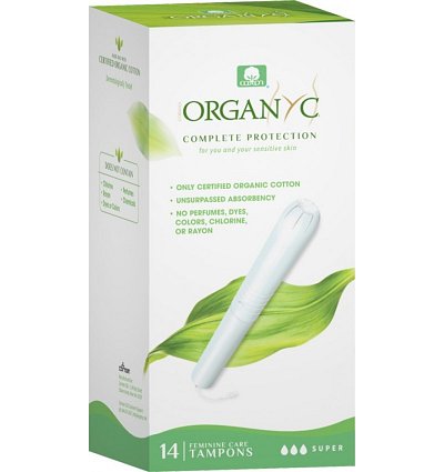 Tampoane SUPER din bumbac organic, cu aplicator 14 buc. Organyc