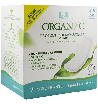 Absorbante intime SuperFlow din bumbac organic 10 buc Organyc