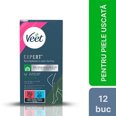Benzi de ceara Veet Aloe Vera pentru picioare, piele uscata, 12 benzi