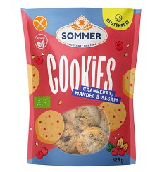 Biscuiti BIO fara gluten cu merisor, migdale, susan si chia, 125 g SOMMER