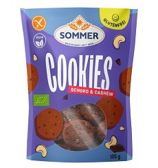 Biscuiti BIO fara gluten cu ciocolata si caju, 125g SOMMER